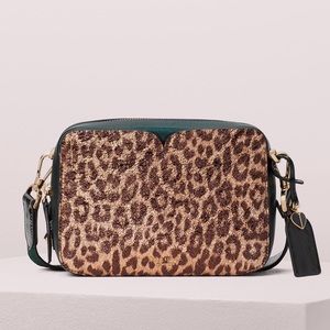 Kate Spade candid metallic leopard camera bag